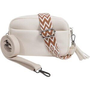 Vegan Leather Women's Crossbody Bag Adjustable Straps Zip Pockets Travel Purse